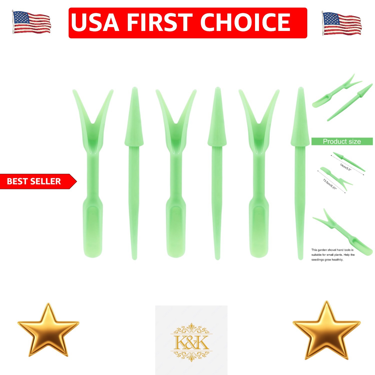Compact 6-Piece Plastic Gardening Tools Set – Light Green for Effortless Care
