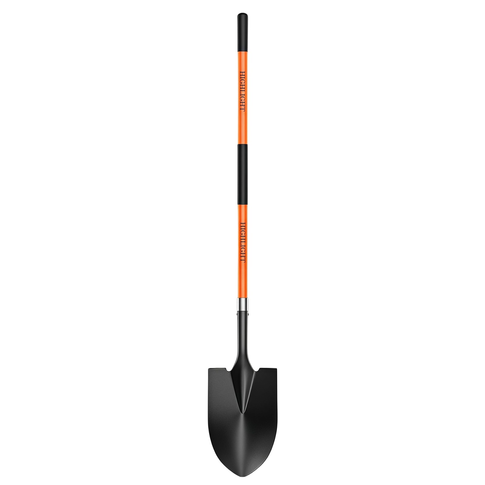 HIGHLIGHT 56-Inch Heavy Duty Round Point Garden Shovel with Non-Slip Fibergla…