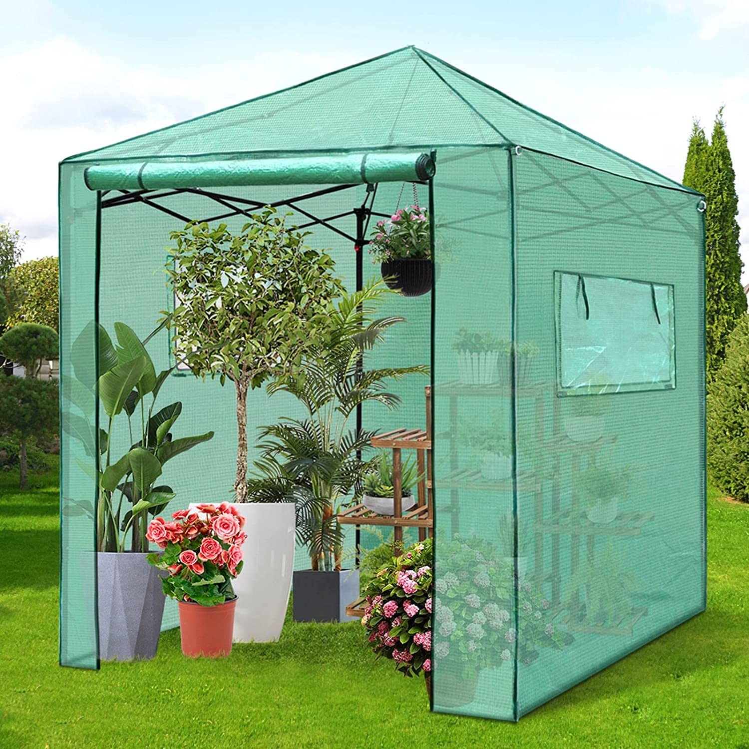 Pexfix 8X 8 Portable Walk-In Greenhouse For Easy To Assemble Pop Up Grow