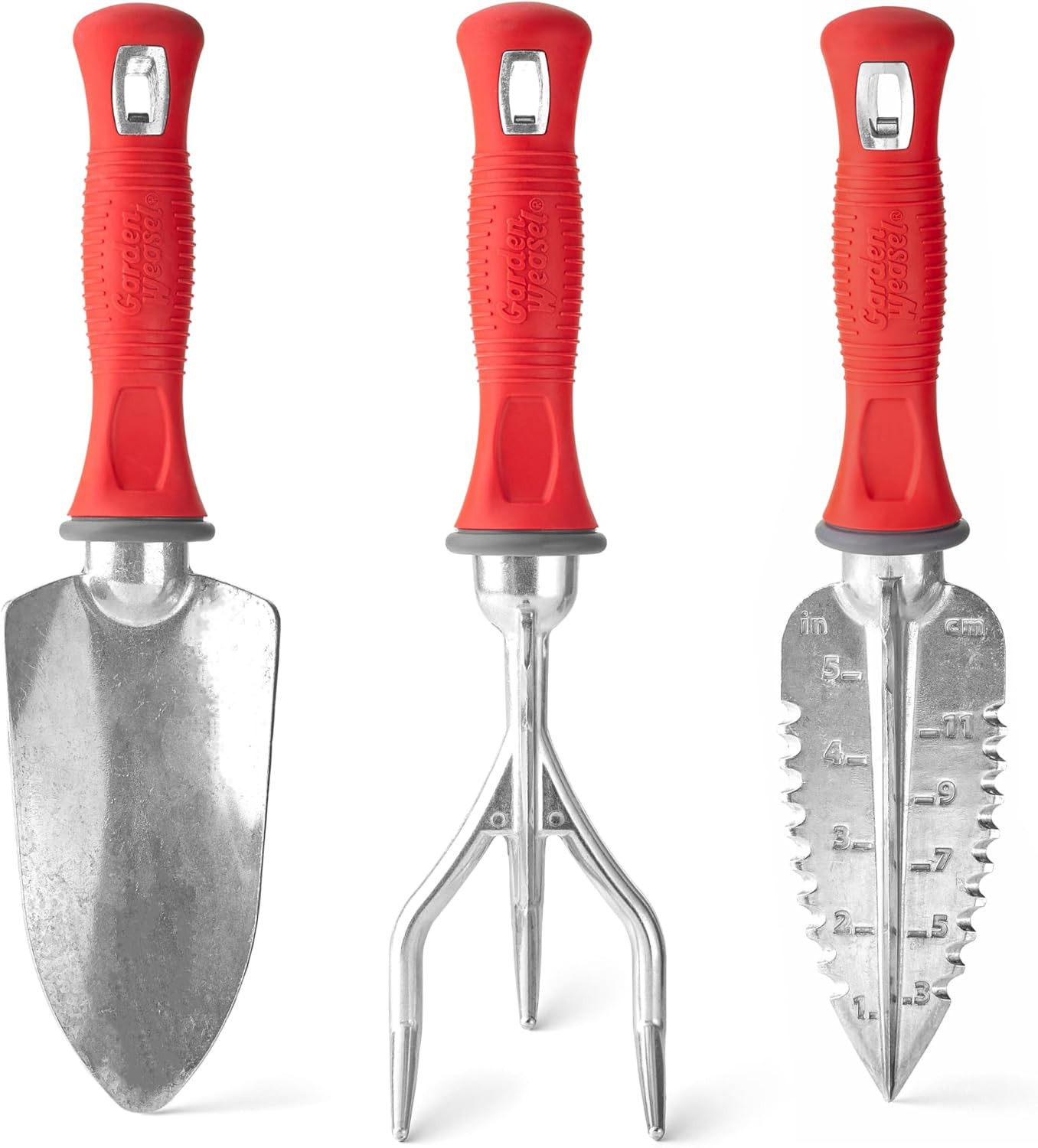3-Piece Hand Tool Combo Set | Trowel, Transplanter and Cultivator | Heavy Duty L