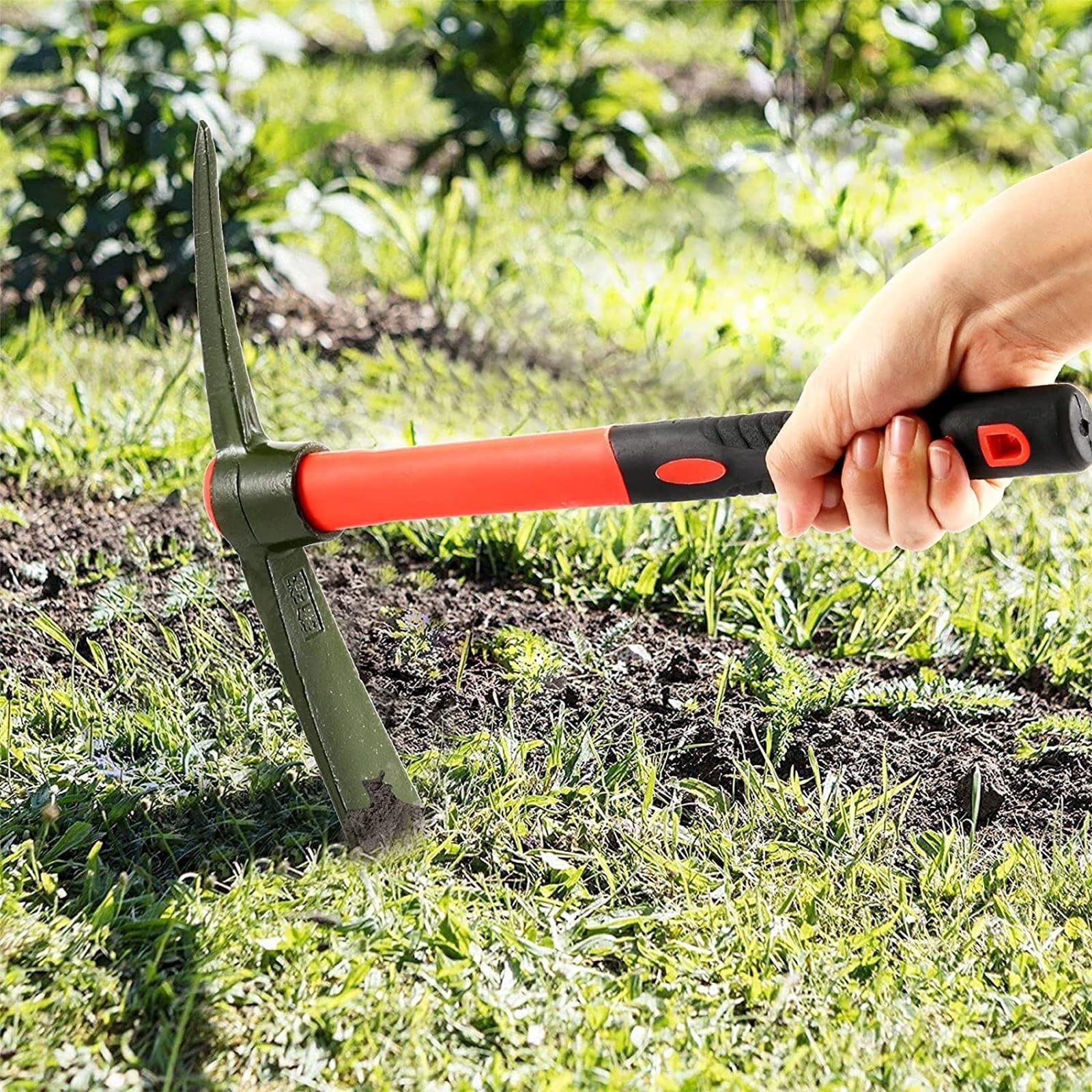 15 Inch Pick Mattock Hoe, Forged Steel Weeding Pick Axe with Fiberglass Long …