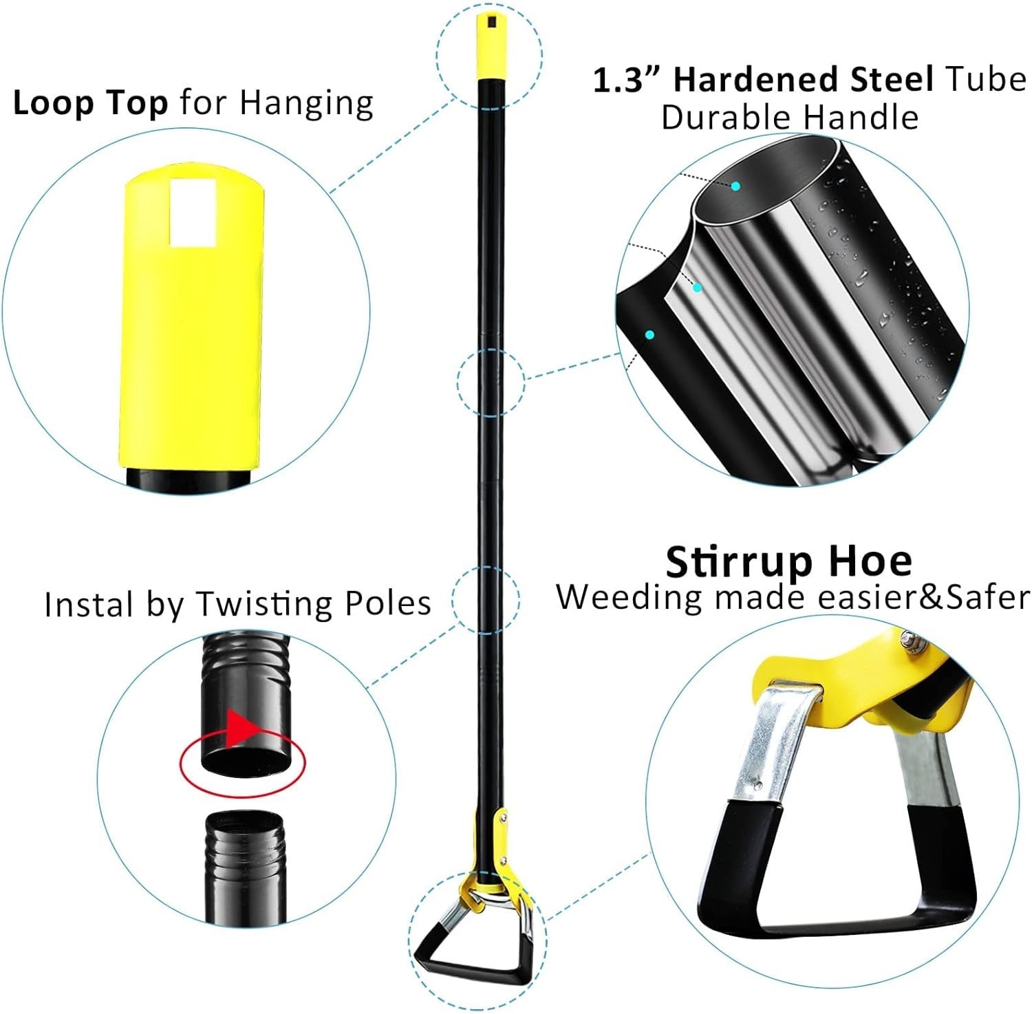 Hoe Garden Tool -Scuffle Garden Hoes for Weeding Gardening Long Handle Heavy …