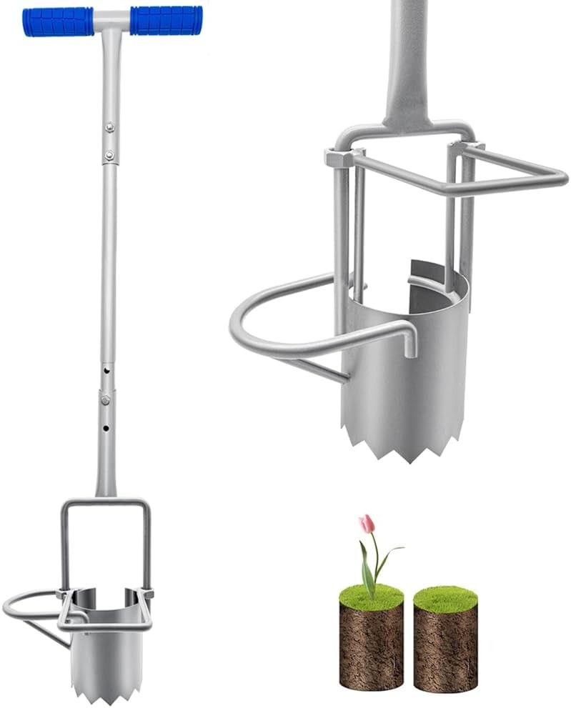 Updated Bulb Planter Long Handle for Digging, 5-in-1 Lawn and Garden Tool,