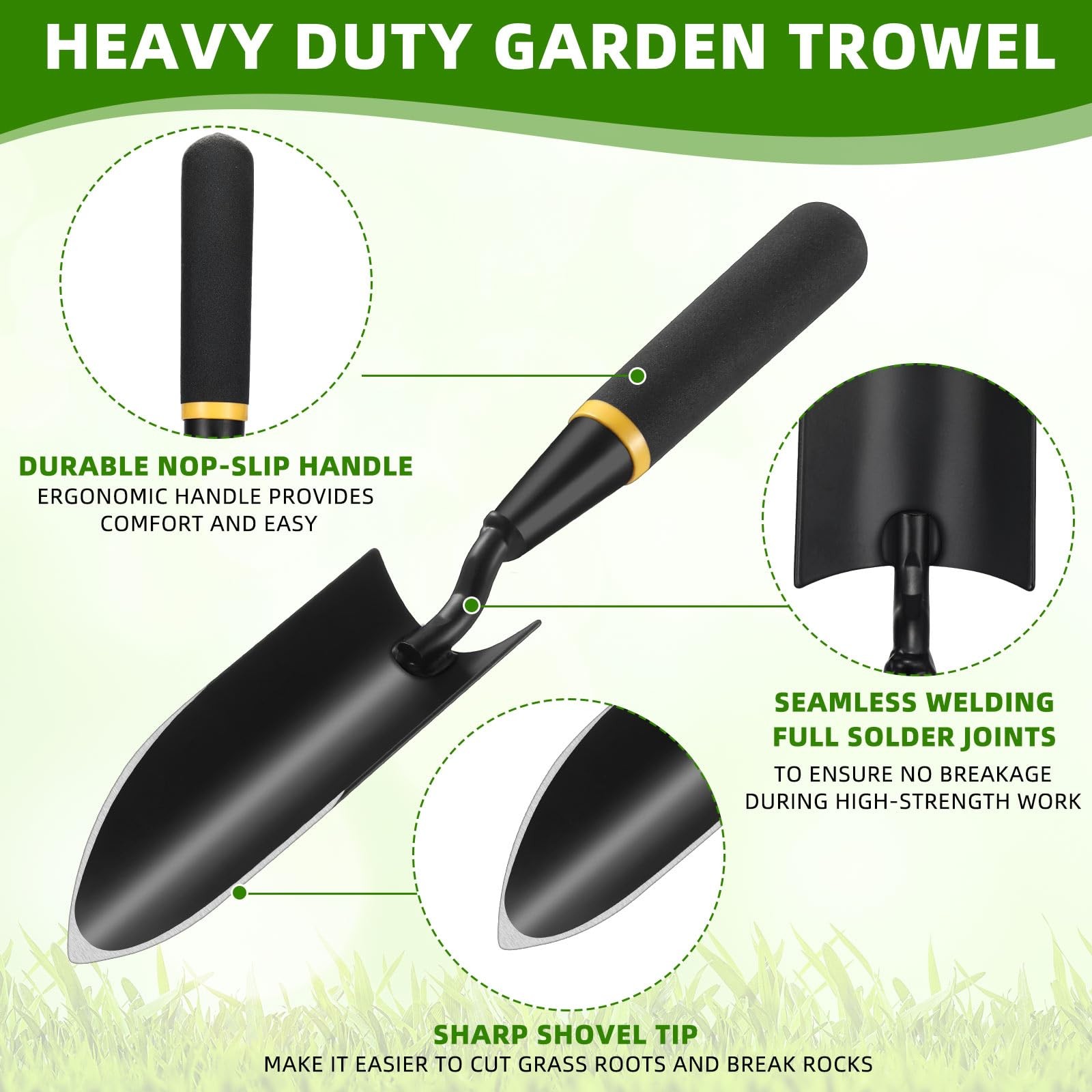 8 PCS Garden Trowel Heavy Duty Hand Shovel Tool Carbon Steel Resin Handle