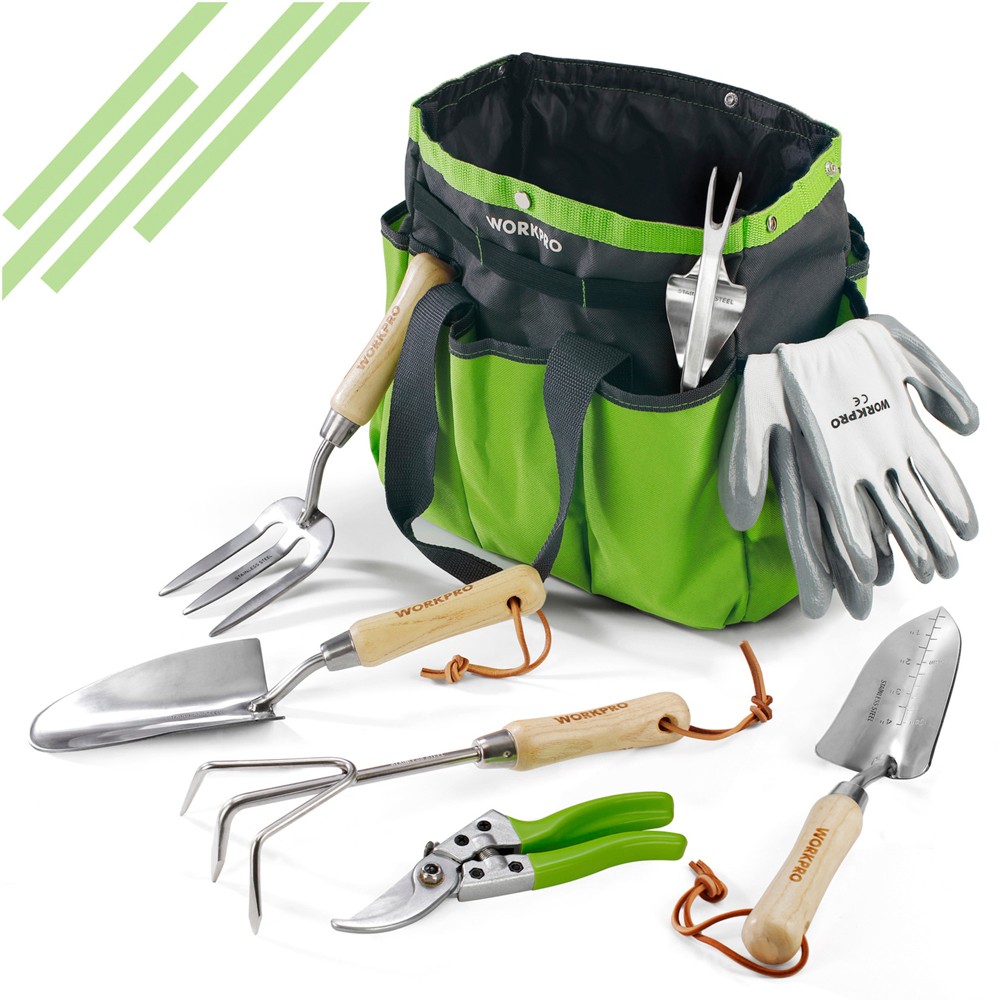 WORKPRO 8-Pieces Garden Tools Set Stainless Steel Heavy Duty Gardening Tools USA
