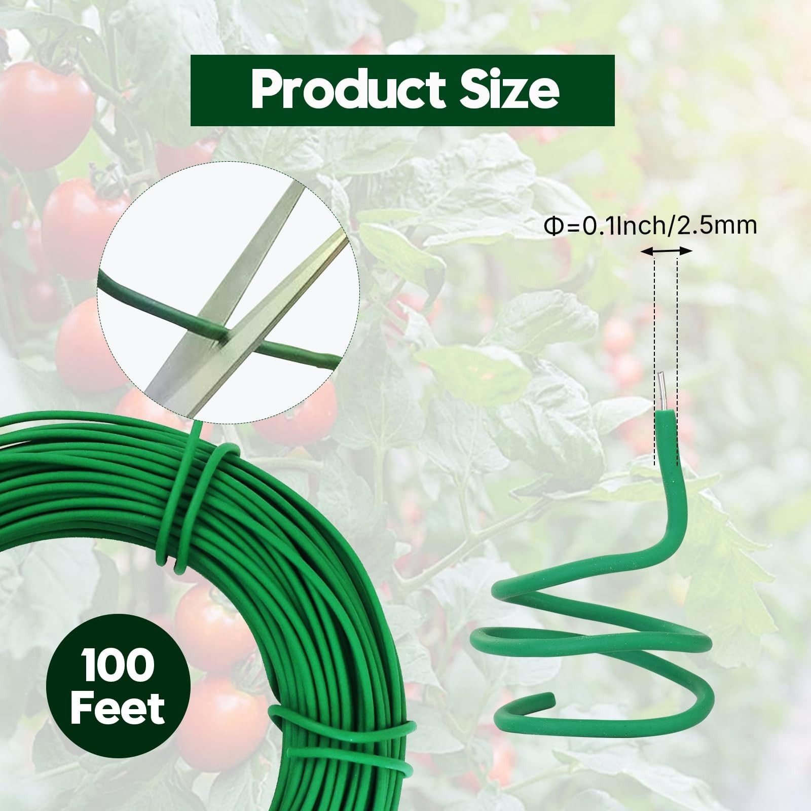 100FT Soft Plant Ties, 2.5mm Heavy Duty Rubber Coated Garden Twist Tie with M…