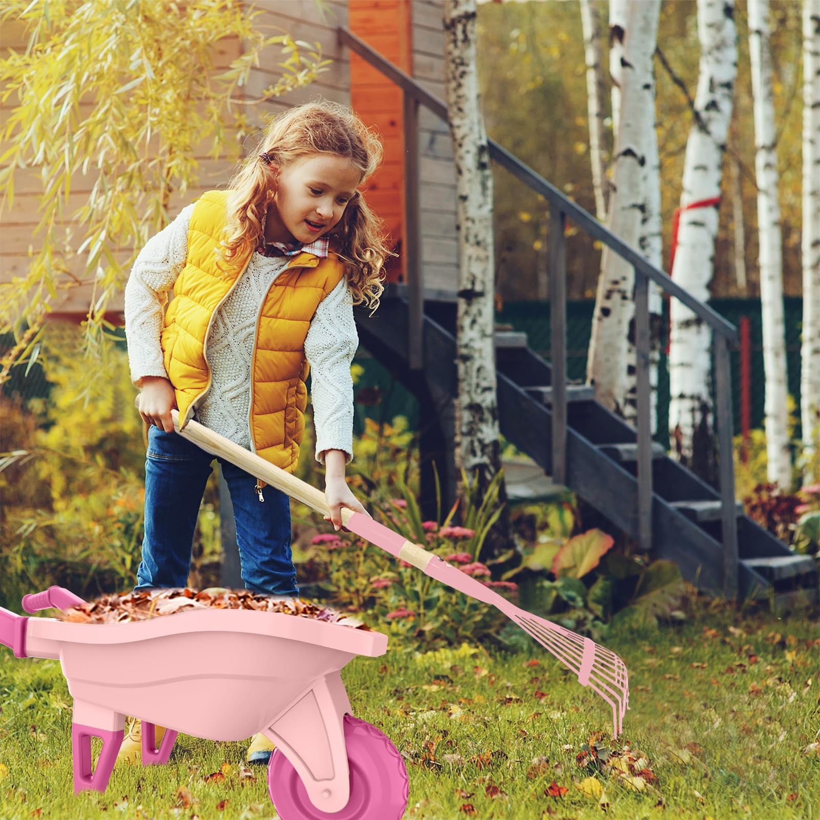 Kids Gardening Set with Wheelbarrow, Real Metal Garden Tools for Kids Ages 3-…