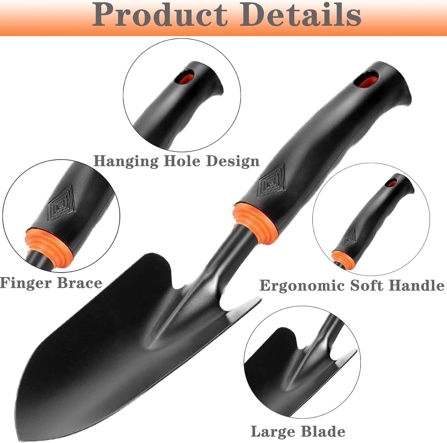 Garden Trowel Hand Shovel Heavy Duty Gardening Hand Trowel W/ Ergonomic Grip
