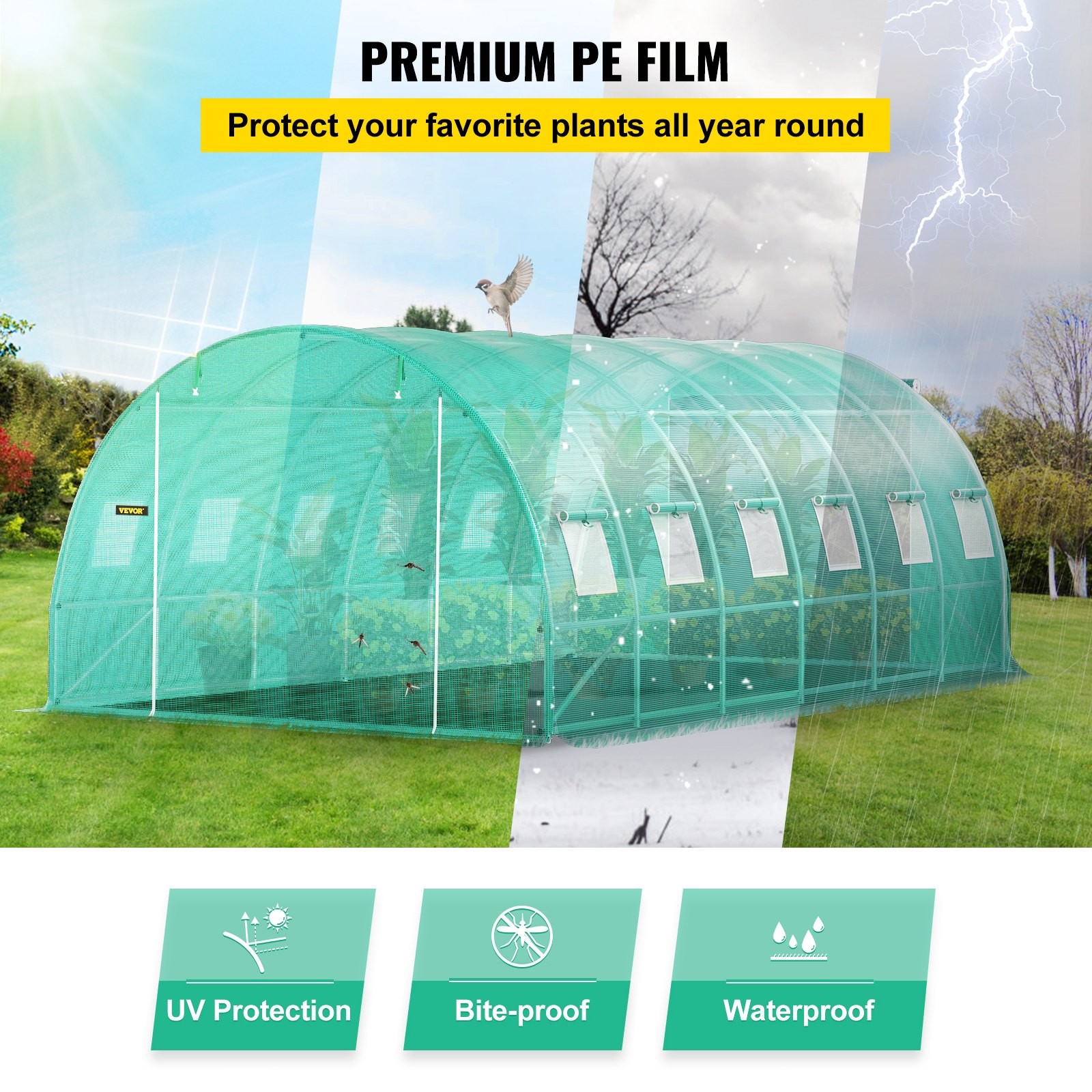 Walk-in Tunnel Greenhouse,20 x 10 x 7 ft Portable Plant Hot House with Galvanize