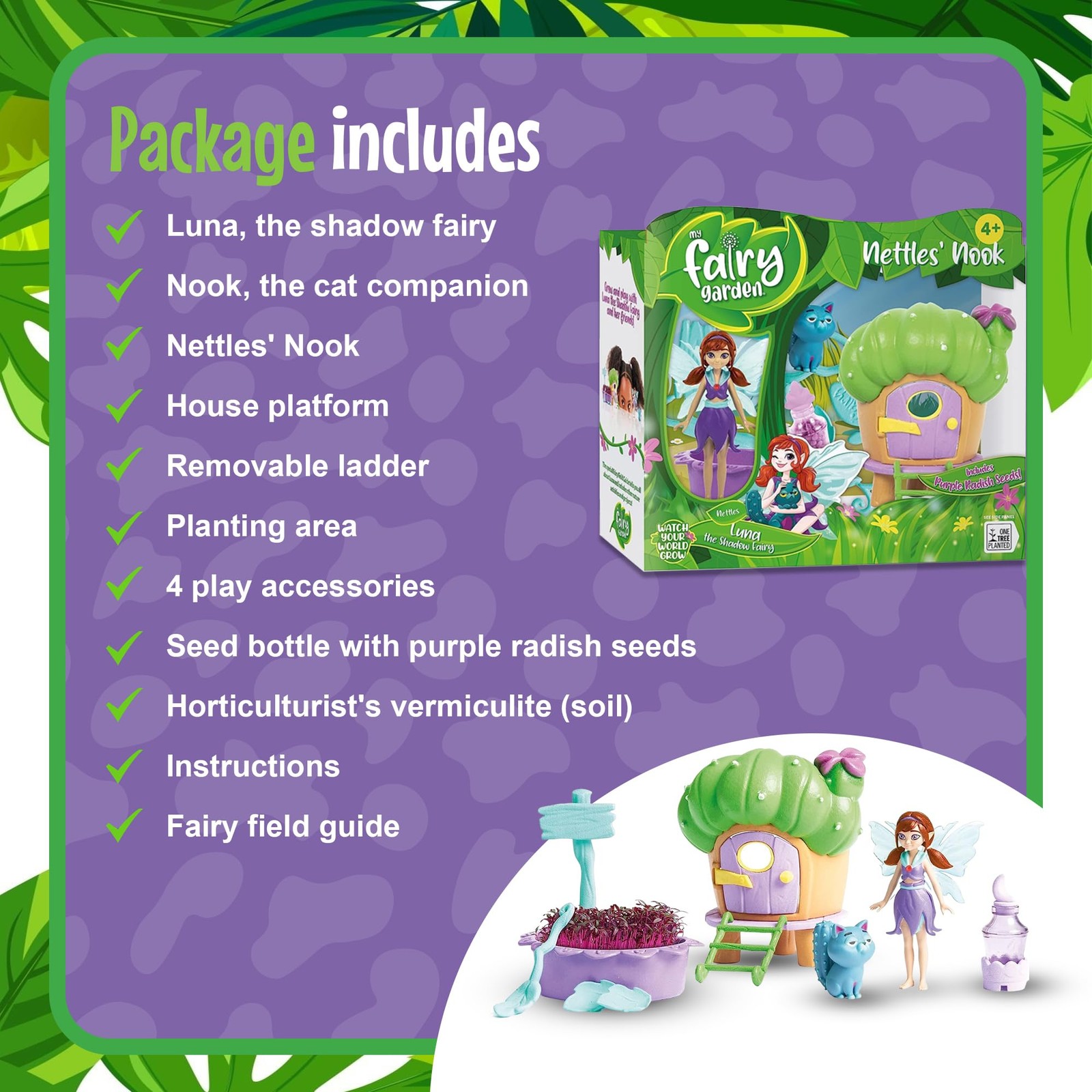 Nettles’ Nook Mini Terrarium- Tiny Garden with Shadow Fairy & Cat Doll – Grow…