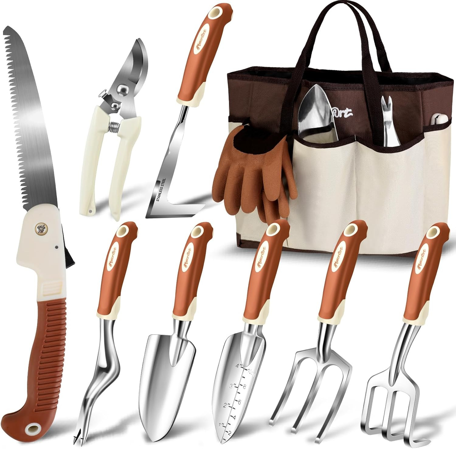 Garden Tool Set,10 Pcs Heavy Duty Gardening Hand Tool Kit for Women Aluminum wit