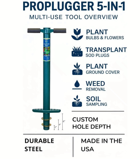 5-in-1 Lawn & Garden Tool: Bulb Planter, Weeder & Soil Tester