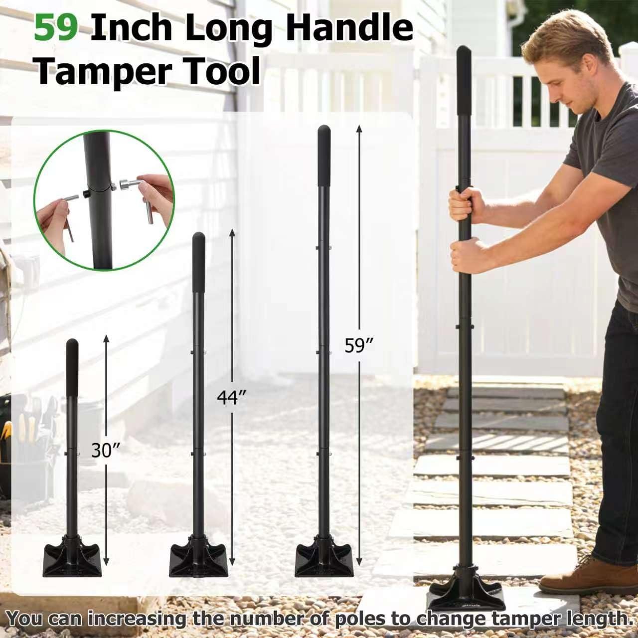 59-Inch Heavy Duty Tamper Tool for Pavers, Lawn Edging, and Fence Posts