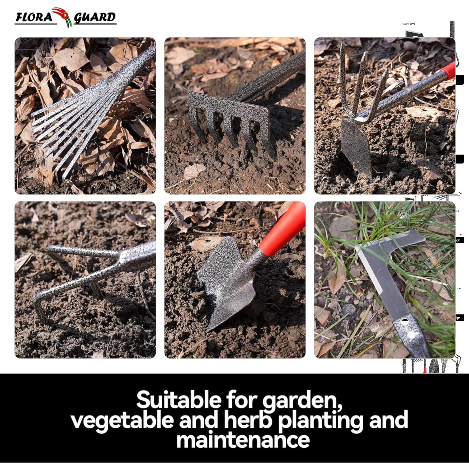 Complete Gardening Tool Set: 6 Heavy-Duty High Carbon Steel Tools for All Needs