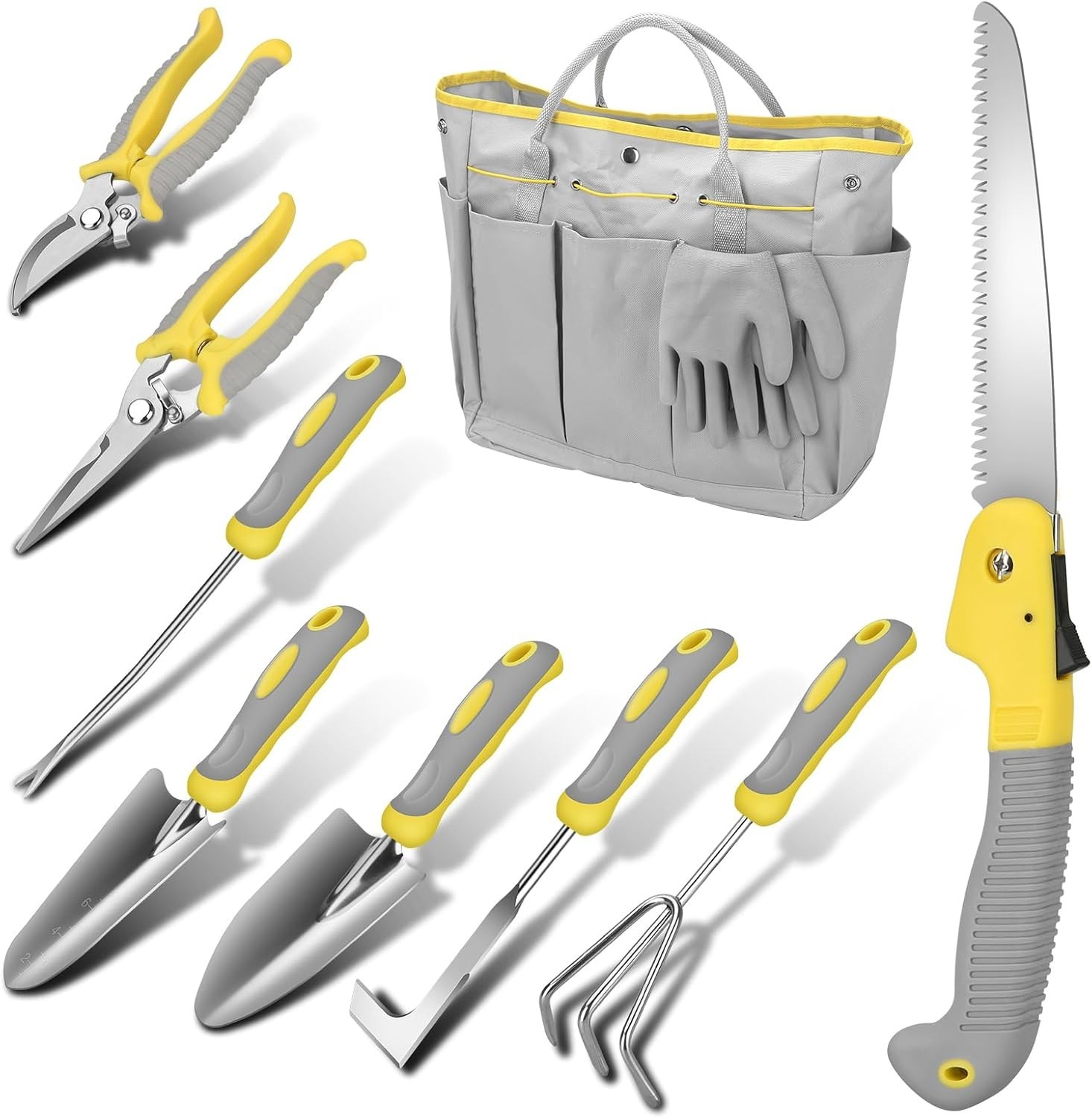 Heavy Duty Gardening Kit: 10 Stainless Steel Tools & Garden Tool Bag Included