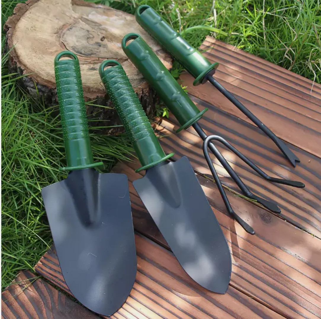 4PCS Garden Tool Set Heavy Duty Metal Trowel Rake Shovel Ergonomic Kit