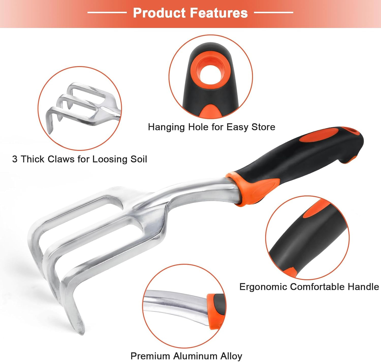 2 Pack Heavy Duty Gardening Tools Set Include Garden Shovel And Hand Rake Claw