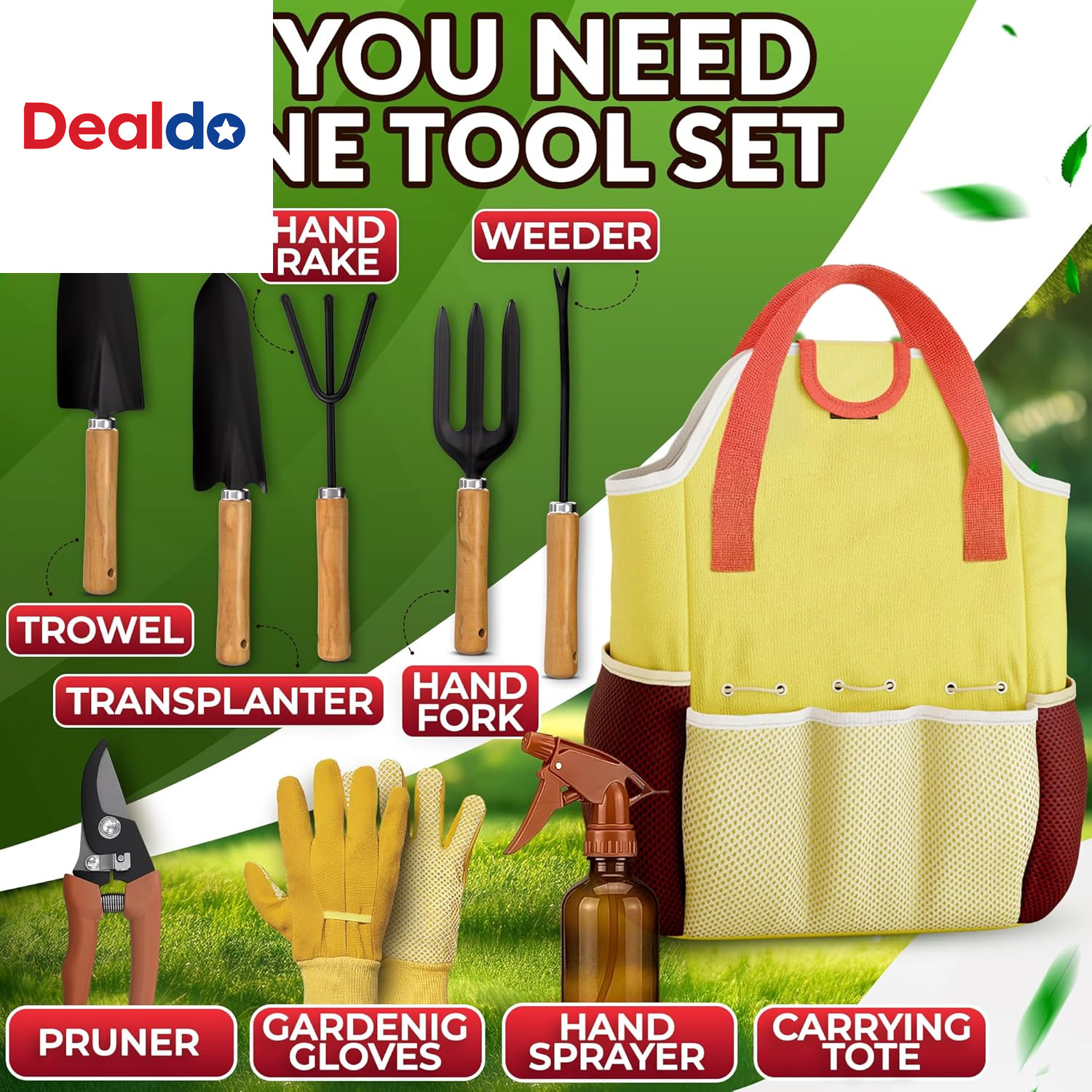 10 Pcs Gardening Tool Set for Women – All-In-One Garden Tools Set with Handy Tot