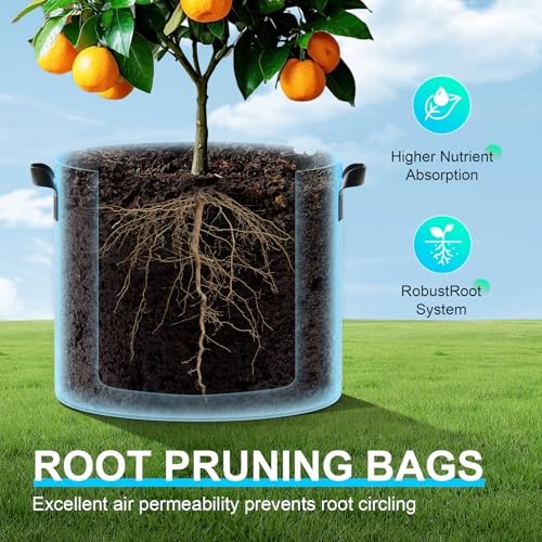 Land Guard 10 Gallon Fabric Grow Bags 4-Pack Nonwoven Garden Pots with Handles