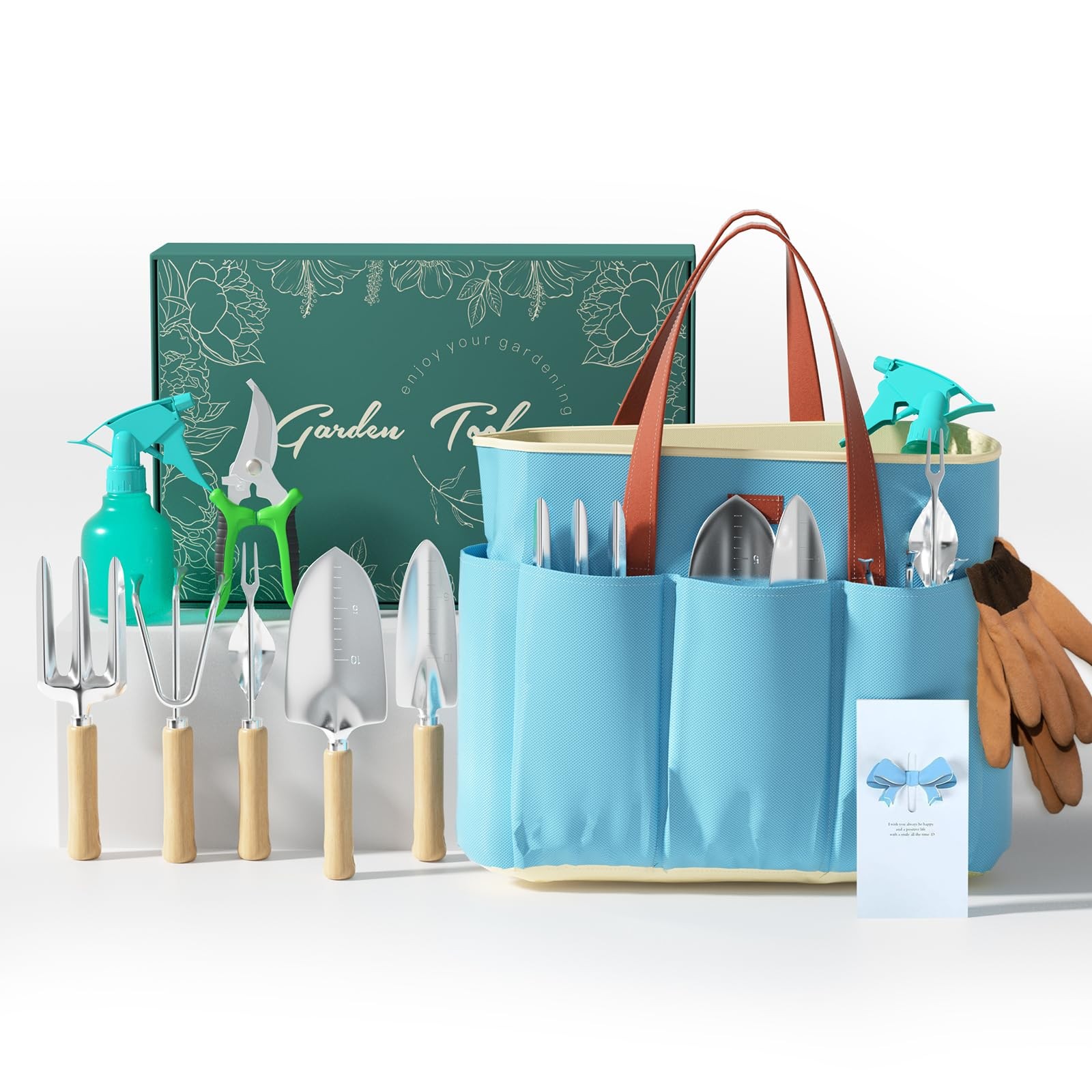 9-Piece Heavy Duty Garden Tool Set with Ergonomic Grips & Storage Bag