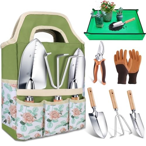 Kynup 7 Piece Gardening Tool Kit, Stainless Steel Garden Hand Tools Set