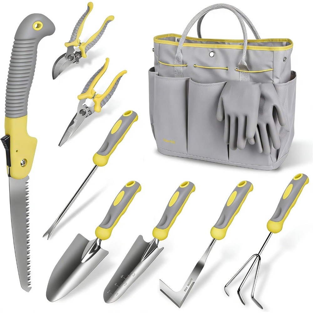 10-Piece Garden Tool Set, Heavy Duty Stainless Steel with Bag & Gloves