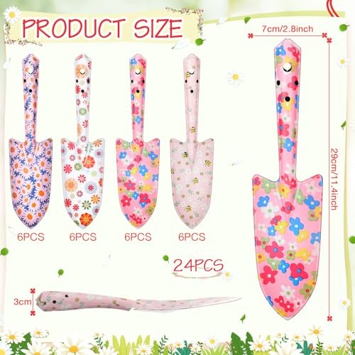 Pcs Floral Garden Shovels Bulk Gardening Gift for Women Heavy 24 Pink Flowers