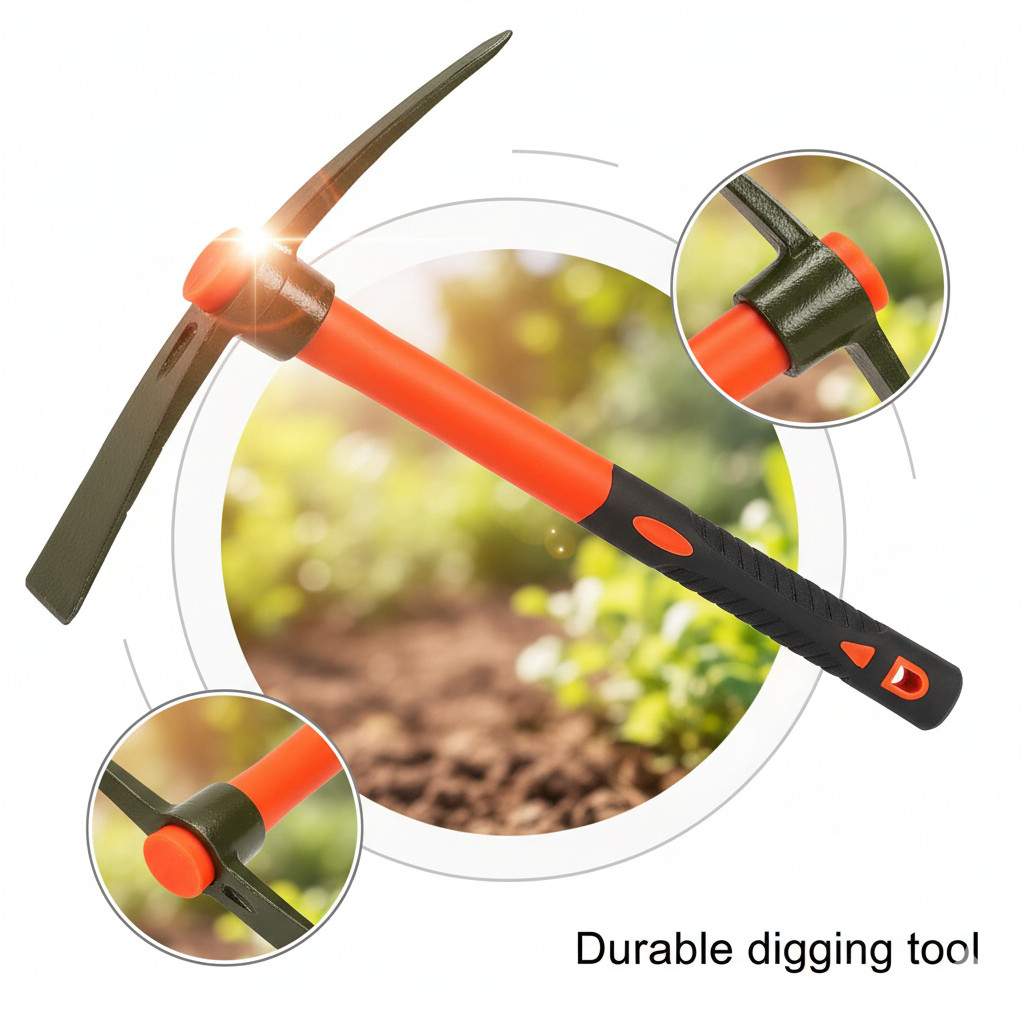 Mini Pick Mattock Hoe Forged Steel Adze Grubbing Hoe Fiberglass Ergonomic Grip