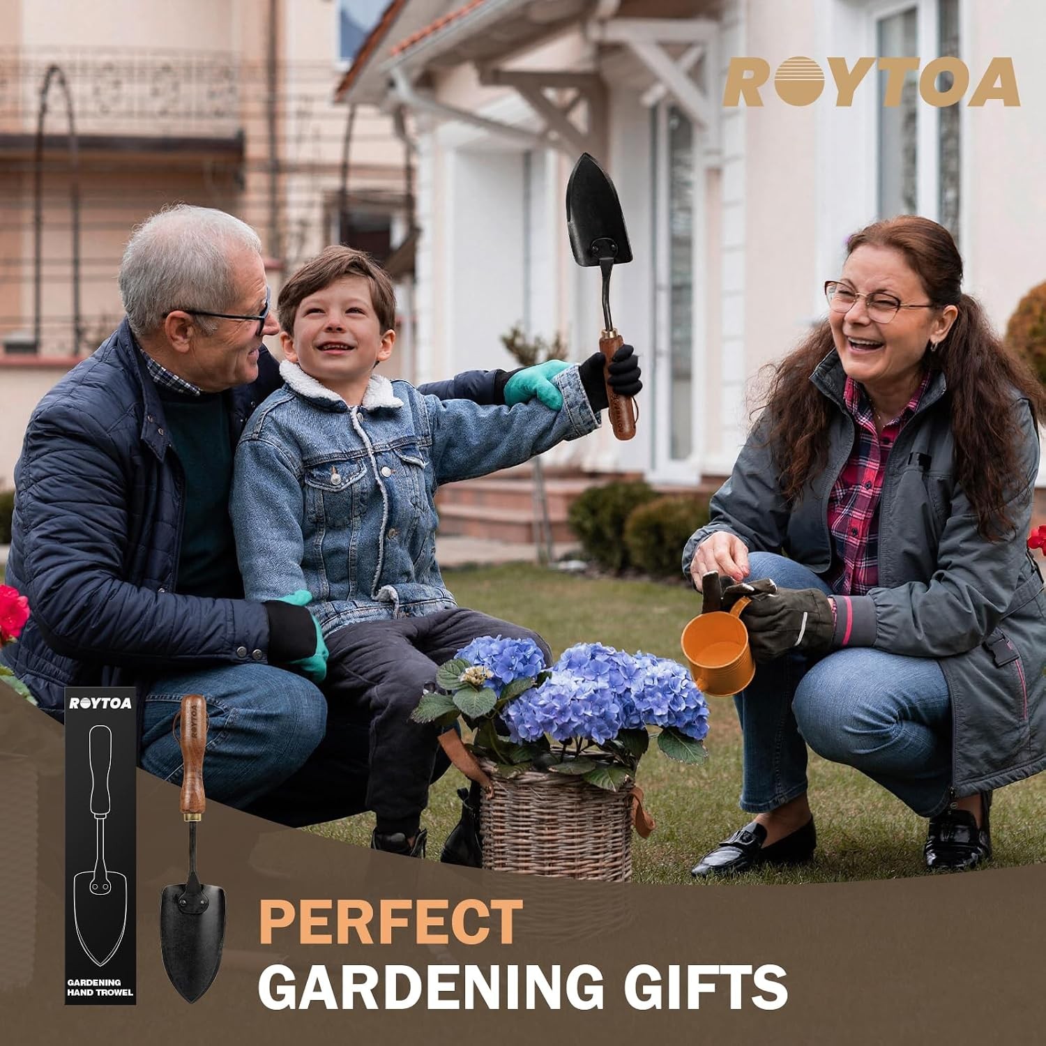 Garden Hand Trowel, Heavy Duty Stainless Steel Garden Shovel with Walnut Handle,