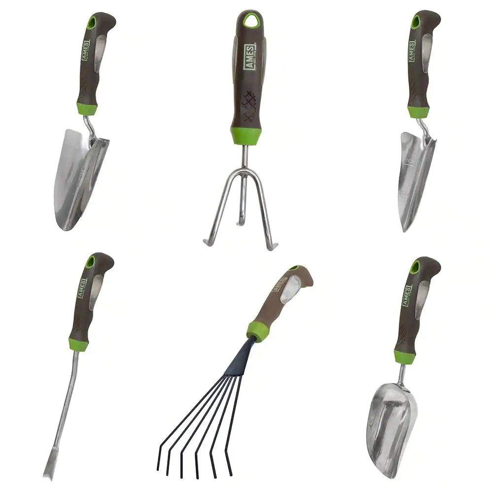 6-Piece Garden Tool Set – Hand Trowel, Hand Weeder, Hand Rake, Hand Transplanter