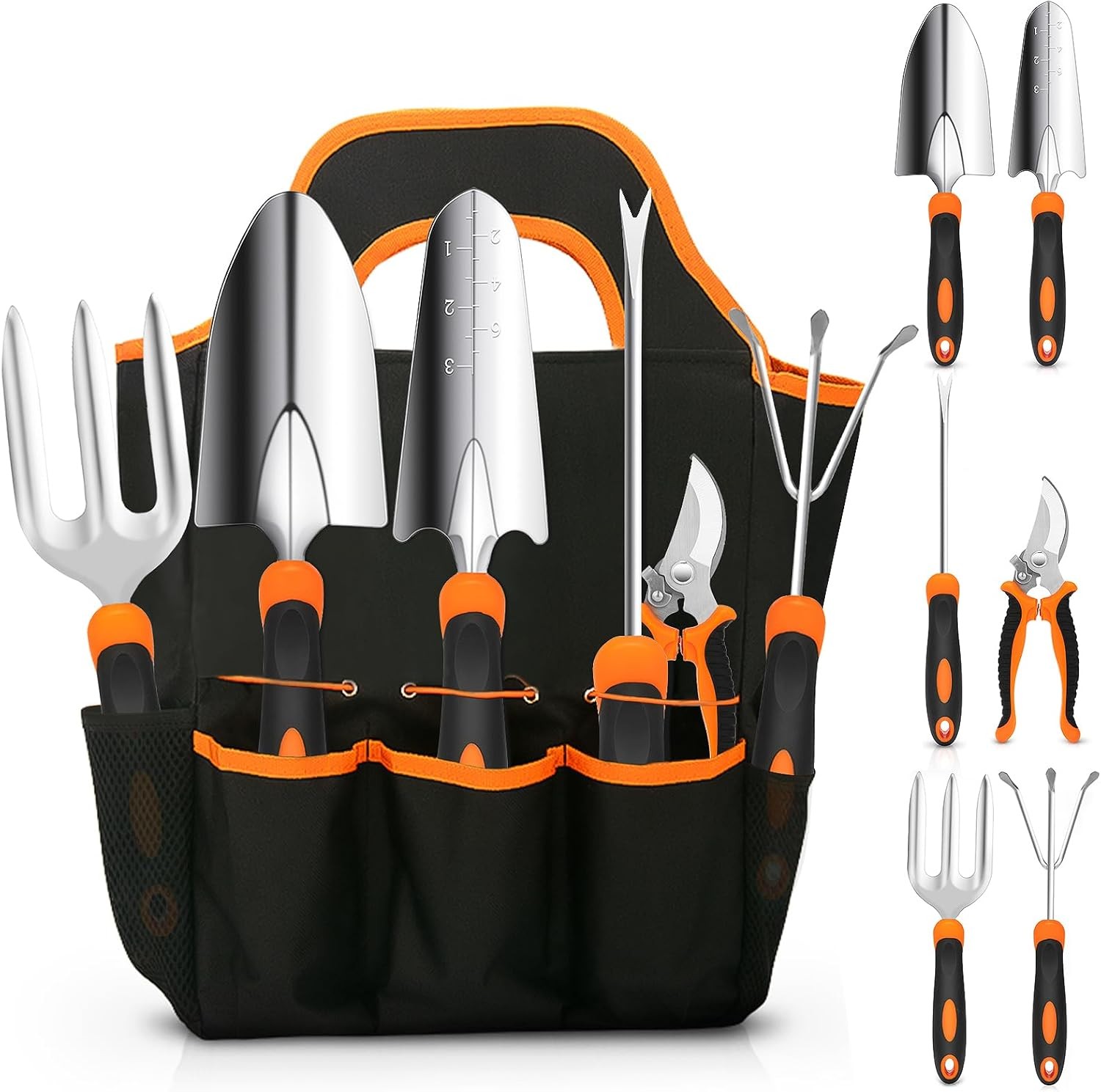 7Pcs Garden Tool Set Stainless Steel Heavy Duty Gardening Gifts with Tote Bag