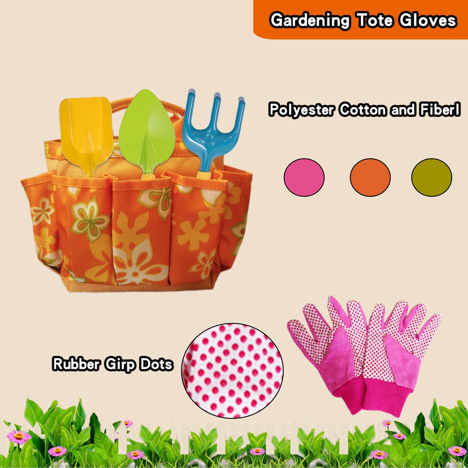 Gardening Set for Girls Boys Ages 3-7,13PCS Garden Tool Kit with Apron,Tote B…