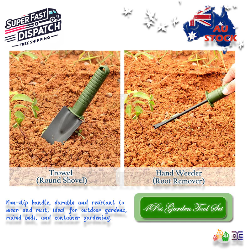4pcs Iron Gardening Shovel Spade Rake Small Gardens Succulents Tools set