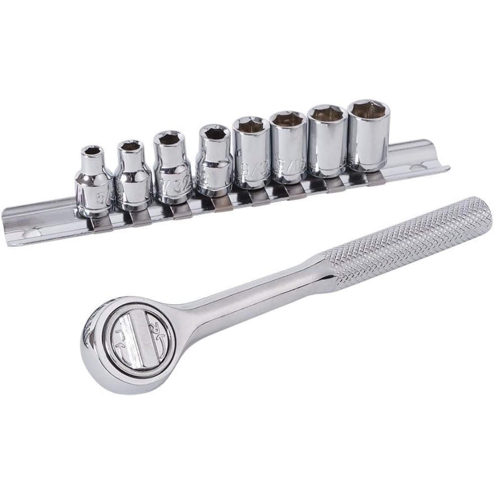 65Pcs Home Repair Tool Kit SAE Metric Socket Set Storage Bag