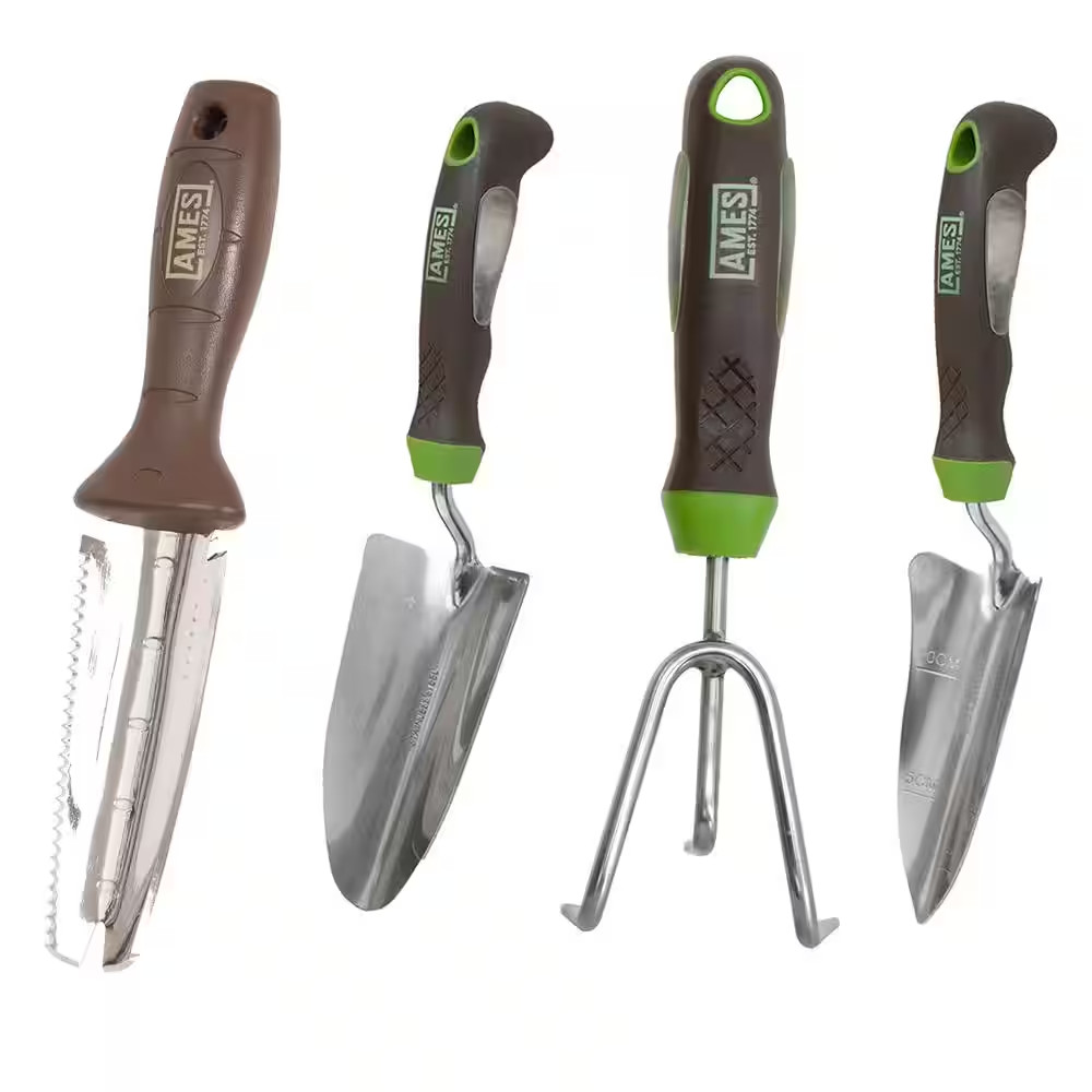 4-Piece Digging, Transferring, and Cultivating Garden Tool Set for Indoor and Ou