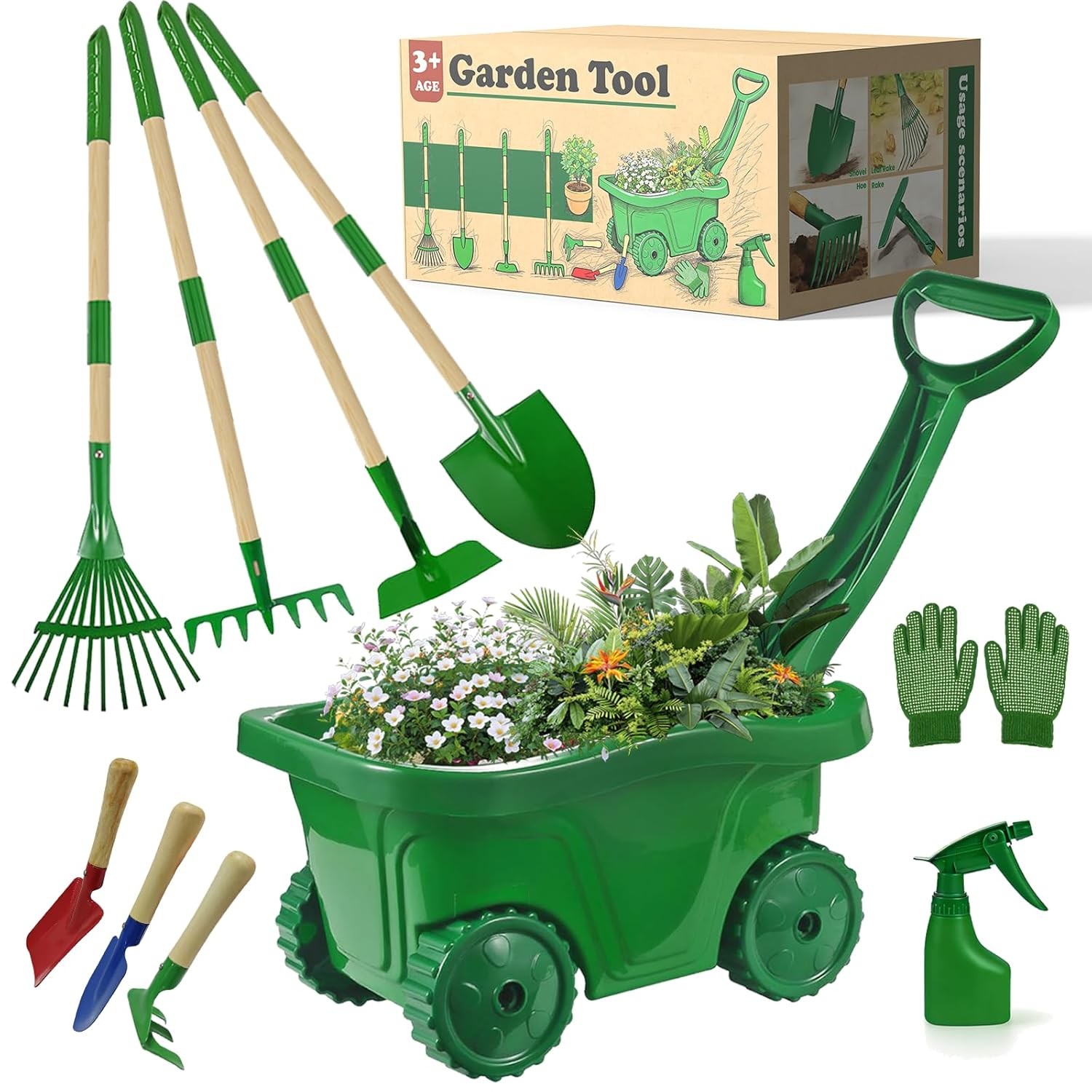 Kids Gardening Tools Set 10Pcs Gardening Kit for Kids Toy Gardening Equipment