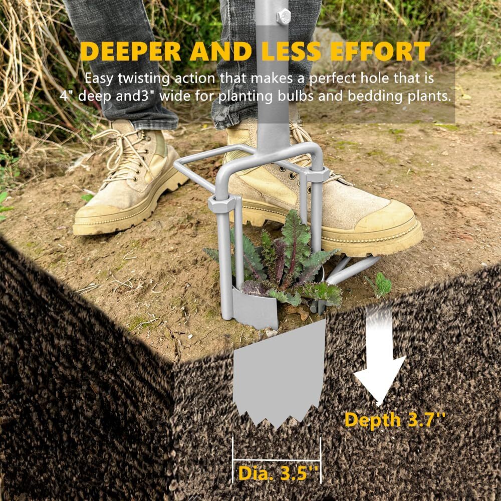 5-in-1 Bulb Planter Long Handle Adjustable Digging Tool Weeding Soil Sampler