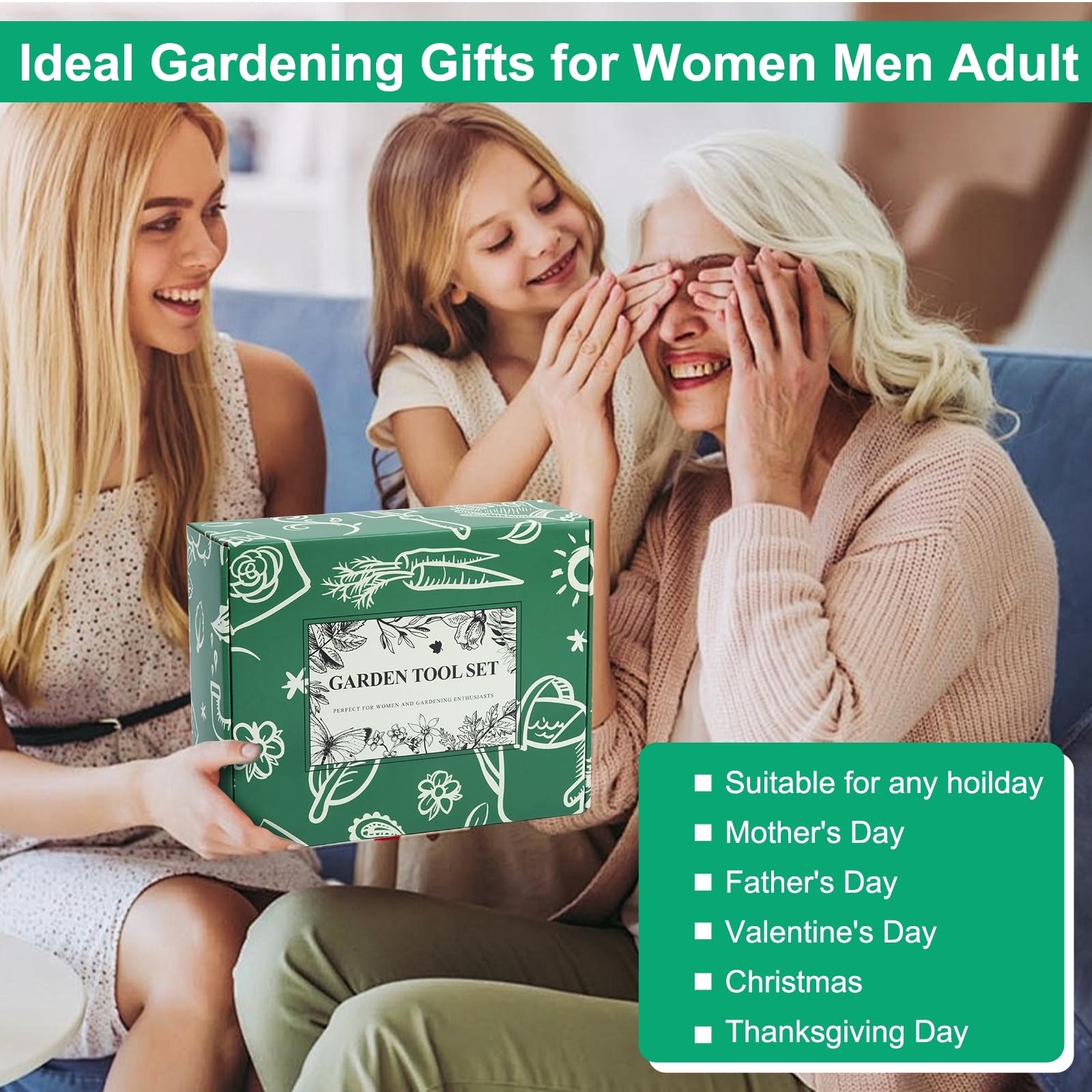 12 PCS Green Garden Tool Set, Heavy Duty, Fashion Handbag, Cute, Gift, Women