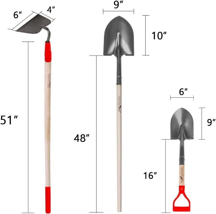 7-Piece Long Handle Garden Tools Set, Include Shovel Rake Hoe,Gardening Tools fo
