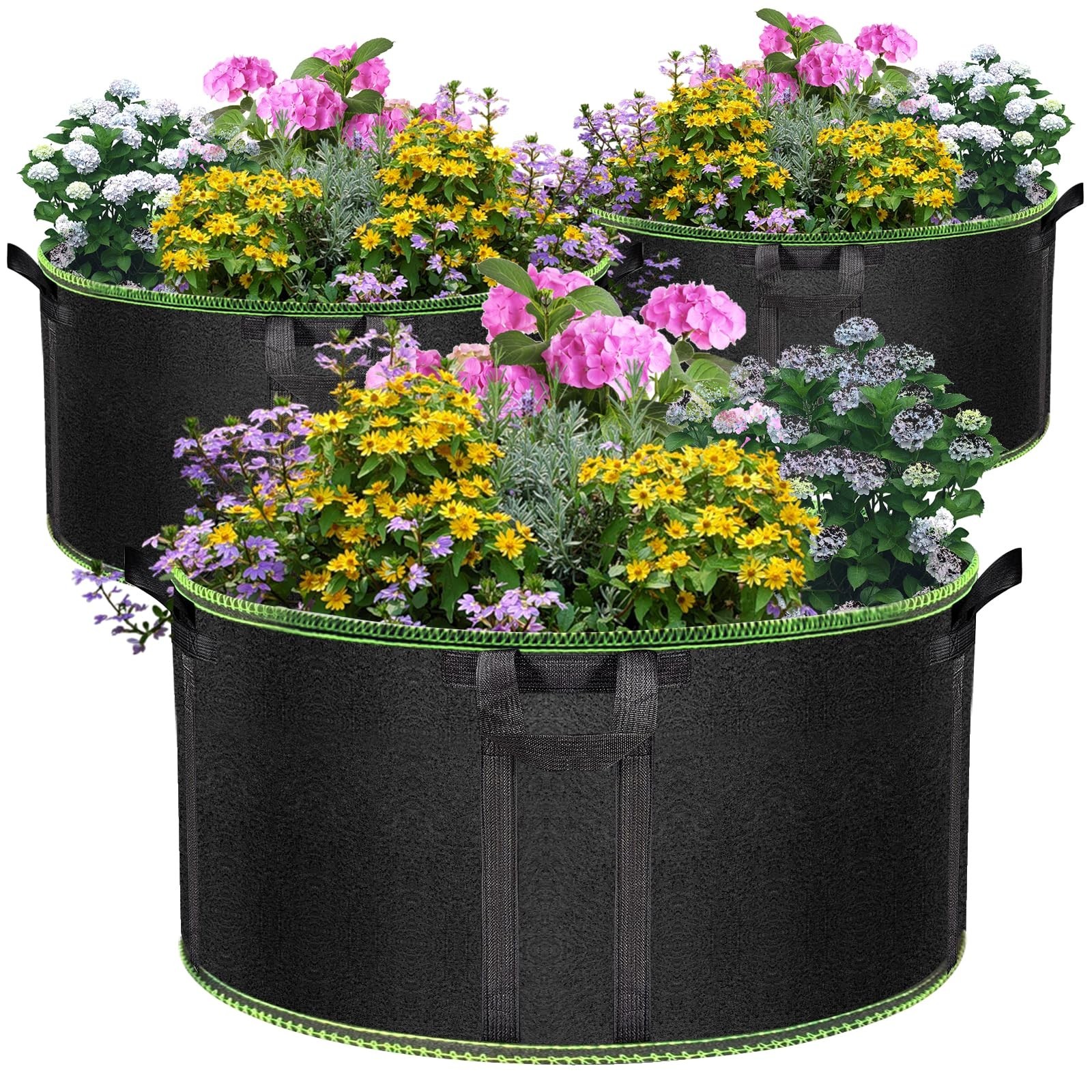 MEKOLIFE 50 Gallon Large Grow Bags 3 Pack – 320G Thickened Nonwoven Aeration …