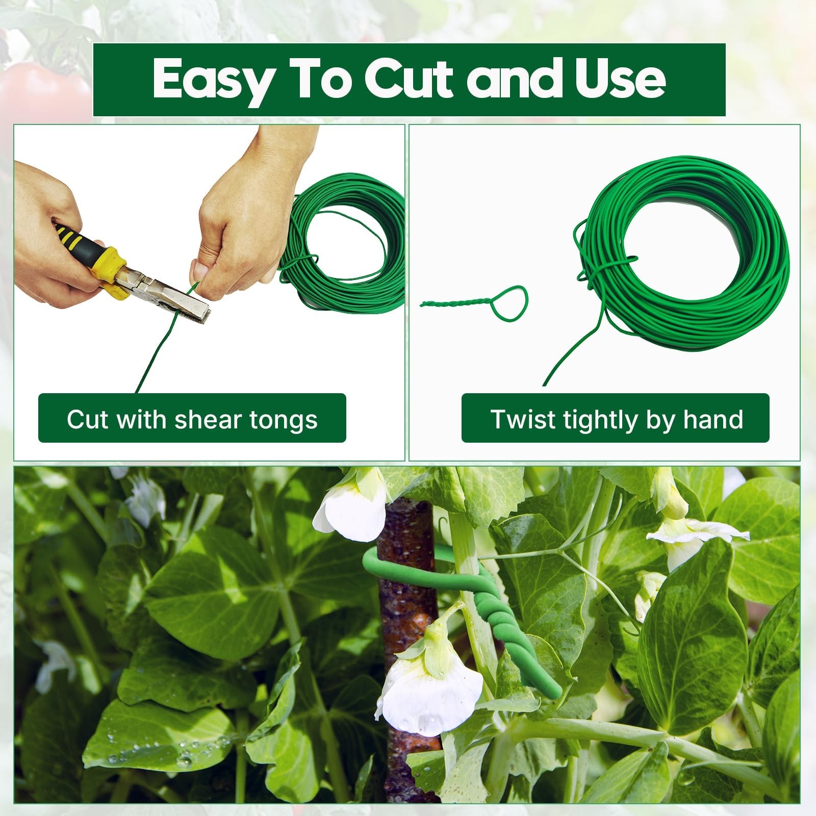 100FT Soft Plant Ties, 2.5mm Heavy Duty Rubber Coated Garden Twist Tie with M…