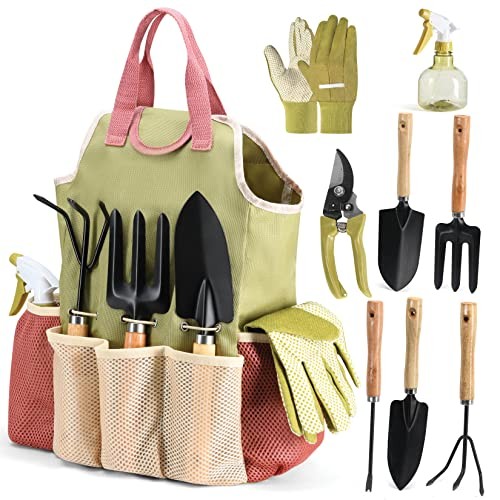 PLAY22 10-Piece Gardening Tool Set with Handbag – Durable Garden Tools for Women