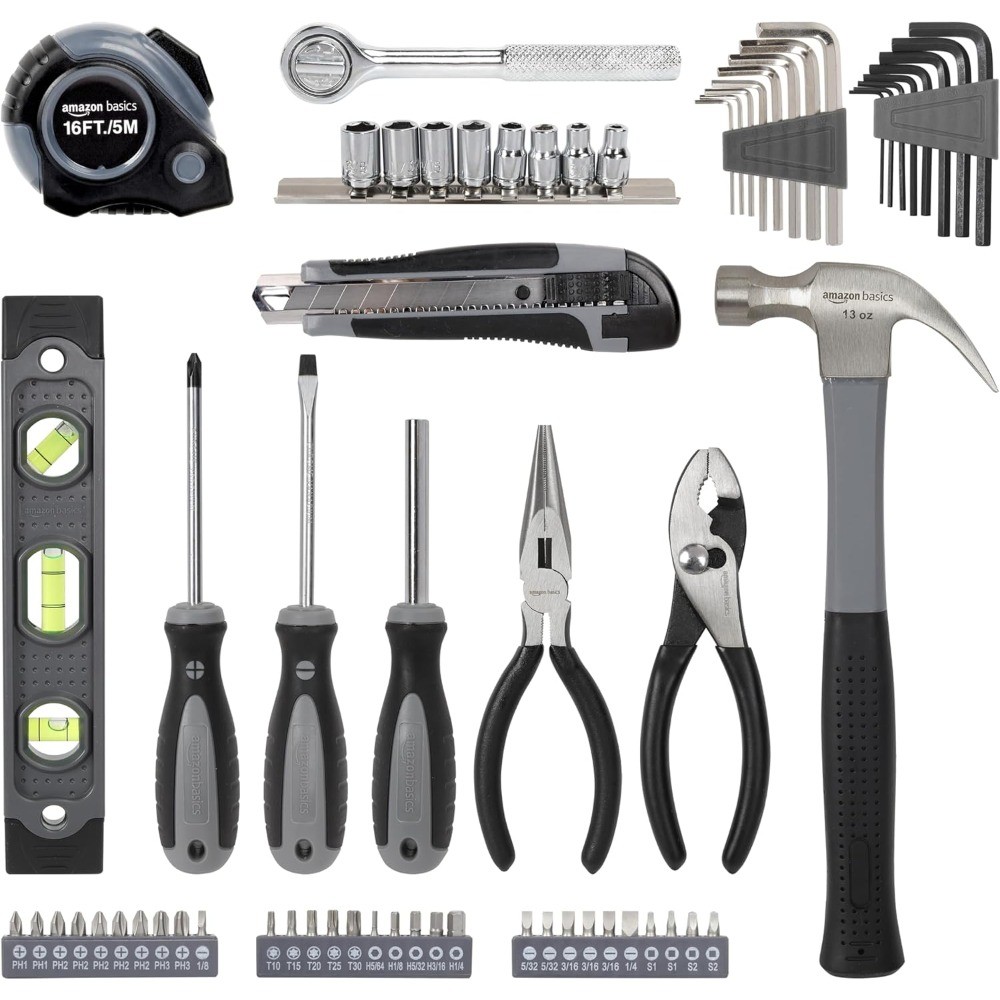 65Pcs Home Repair Tool Kit SAE Metric Socket Set Storage Bag