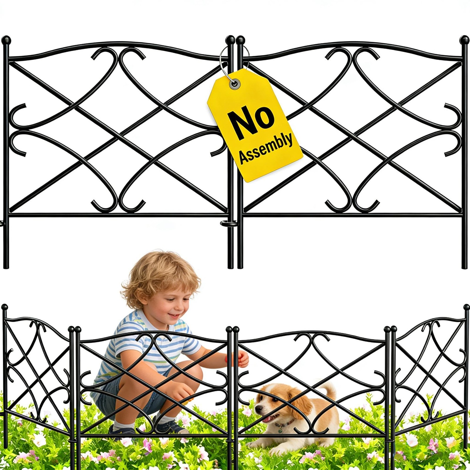 AMAGABELI GARDEN & HOME 5 Panels 32in(H)×10ft(L) Decorative Garden Fences a