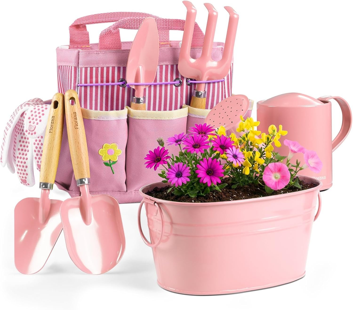 8Pcs Kids Gardening Set with Metal Basket & Real Metal Tools, STEM Outdoor Ex…