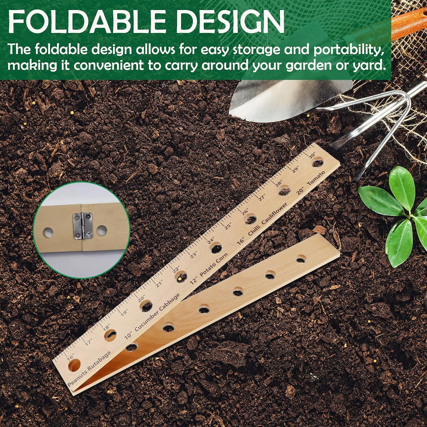 Foldable Plant Ruler Spacer Tool Seeder – Precise Planting for Vegetable