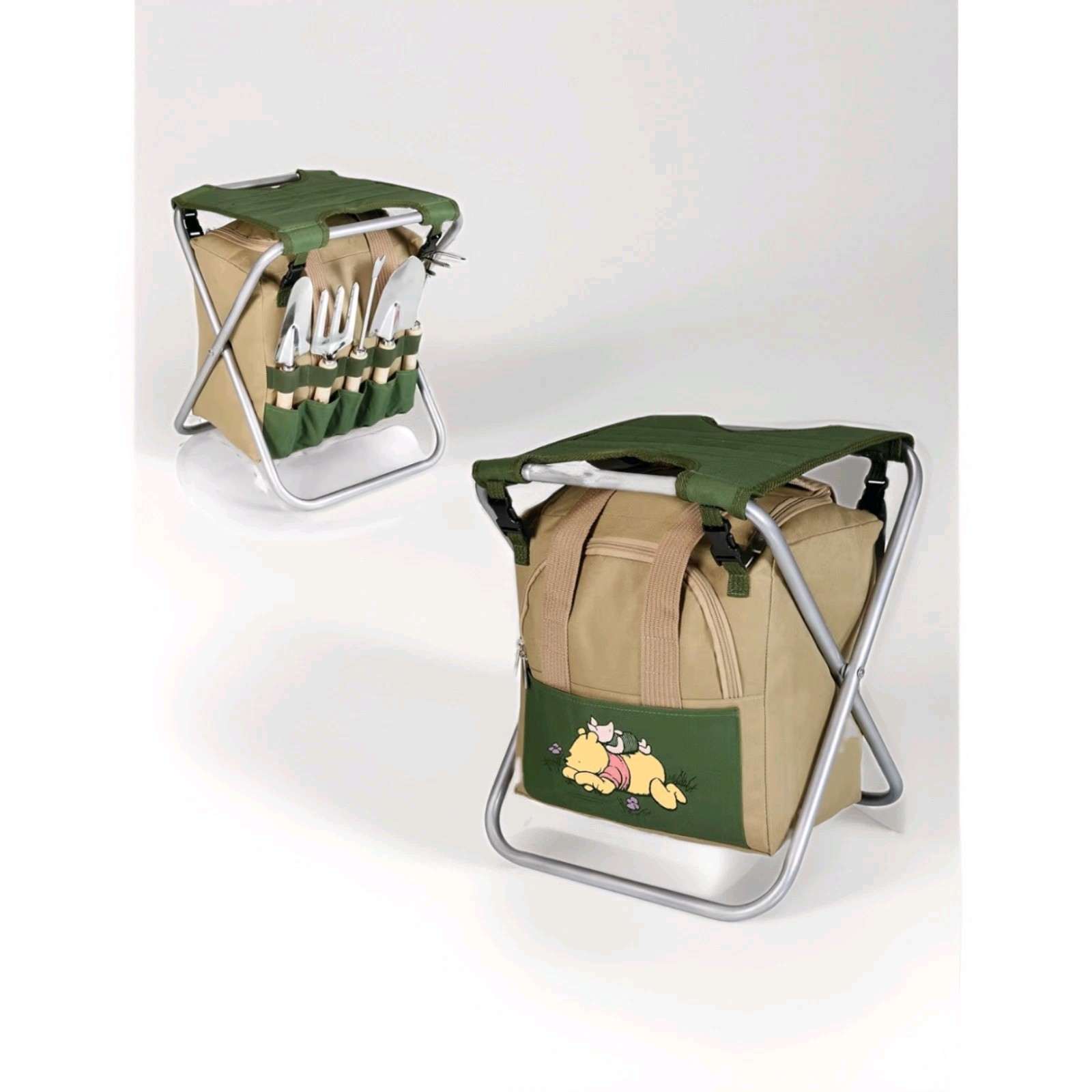 PICNIC TIME Disney Winnie the Pooh With PIGLET Gardener Folding Seat with Tools