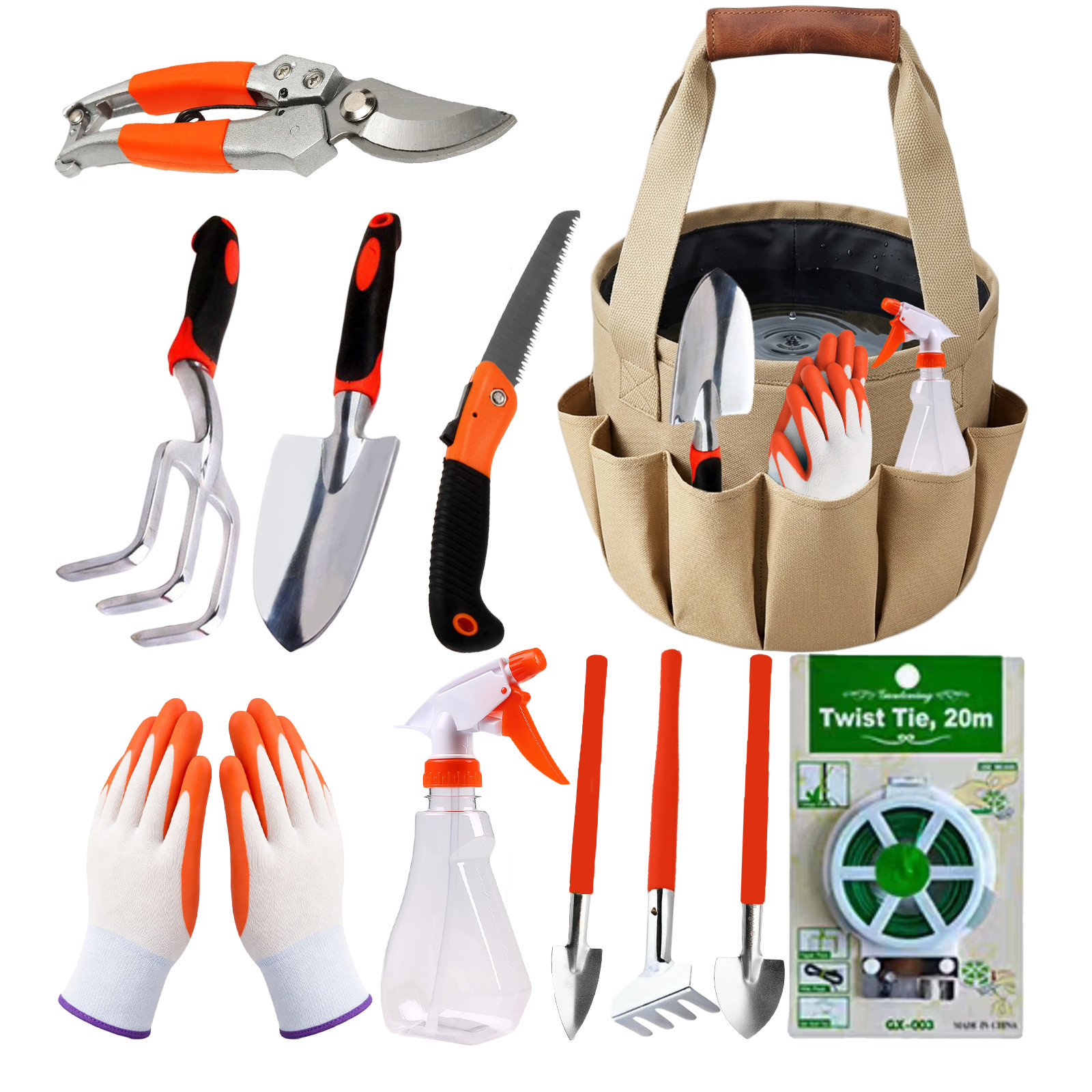 Gardening Tools Set of 11 – Complete Garden Tool Kit for Indoors & Outdoors