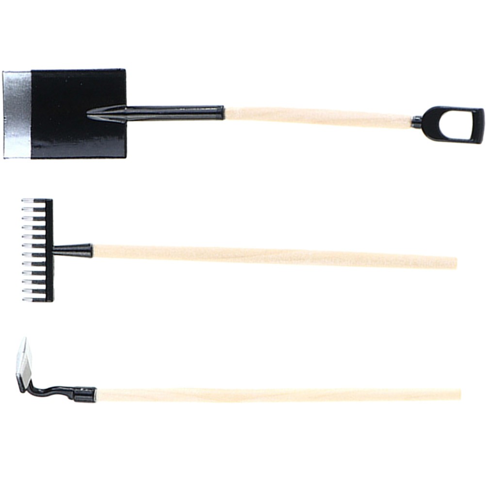 3 Pcs Small Plastic Rake Garden Fork Mini Dollhouse Gardening Tools