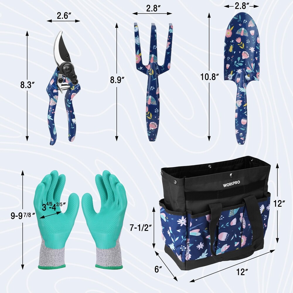 WORKPRO 5PC Garden Tool Set w/Bag Heavy Duty Gardening Tool Set Garden Hand Tool